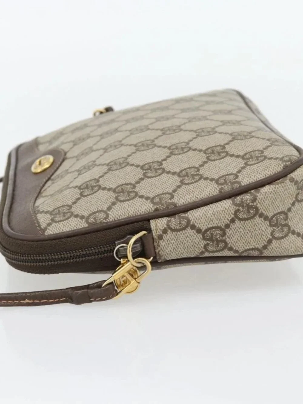 GUCCI GG Supreme Shoulder Bag PVC Beige Gold 97 02 068 Auth 182410